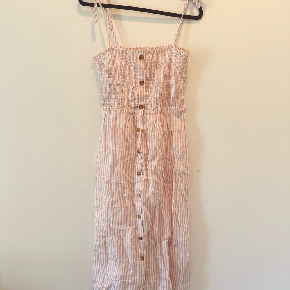 GAP Pink Striped Midi Dress